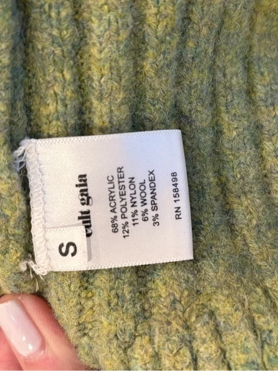 Cult Gaia Olive Green Hook-Front Ribbed Cardigan - Picture 9 of 10